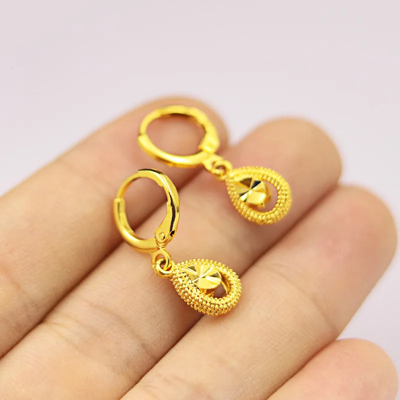 

KOREAN FASHION WOMEN'S WEDDING EARRING ELEGANT WATER DROPLET EAR CLIP14K YELLOW GOLD PENDANT CLIP EARRINGS FINE JEWELRY GIFTS