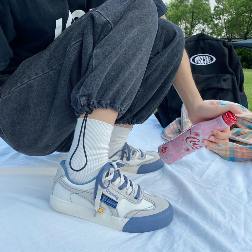 

Парусиновые туфли в стиле ретро, весна-осень 2021, японские низкие повседневные белые туфли в гонконгском стиле с низким верхом и плоской подо...