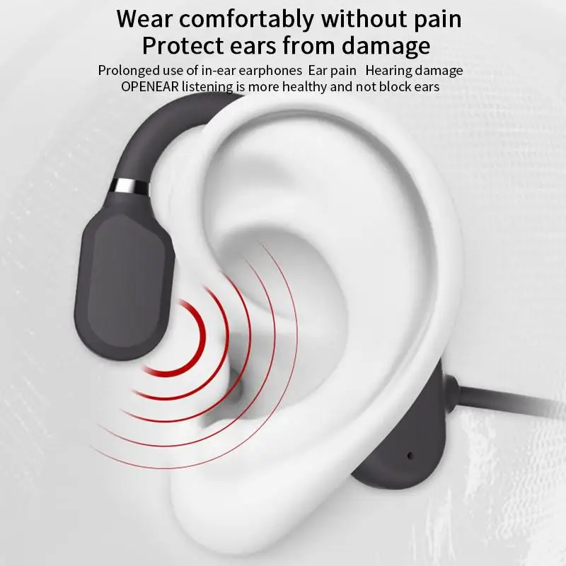 

Bone conduction Bluetooth 5.0 Earphone Wireless Headset Noise Canceling Stereo Hifi Sound With Microphone For Android And IOS