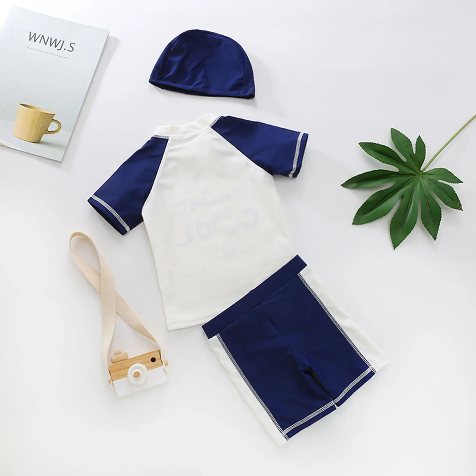 Летний купальник OPPERIAYA для маленьких мальчиков топ с коротким рукавом и