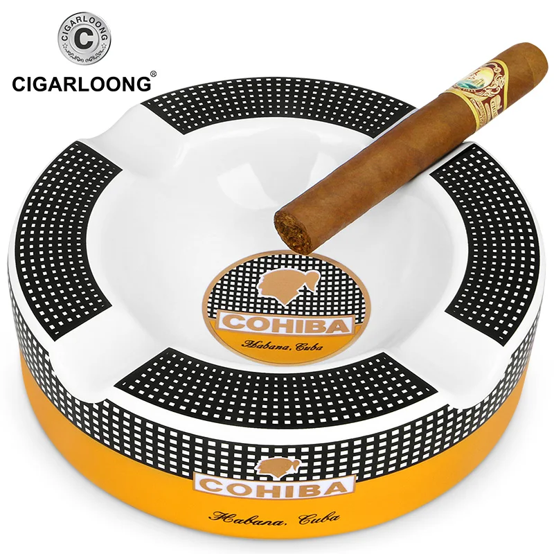 Фото Пепельница для сигар COHIBA, керамическая, модная декоративная пепельница для гостиной, большой резервуар для сигар, пепельница с 4 отделениям... №3