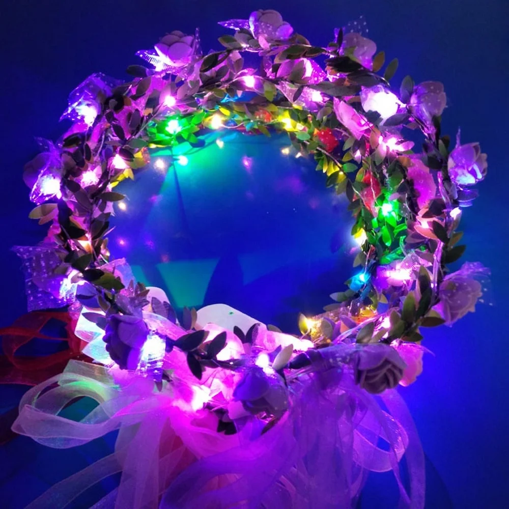 Светодиодный лента на голову с цветочным украшением венок свадебная Цветочная