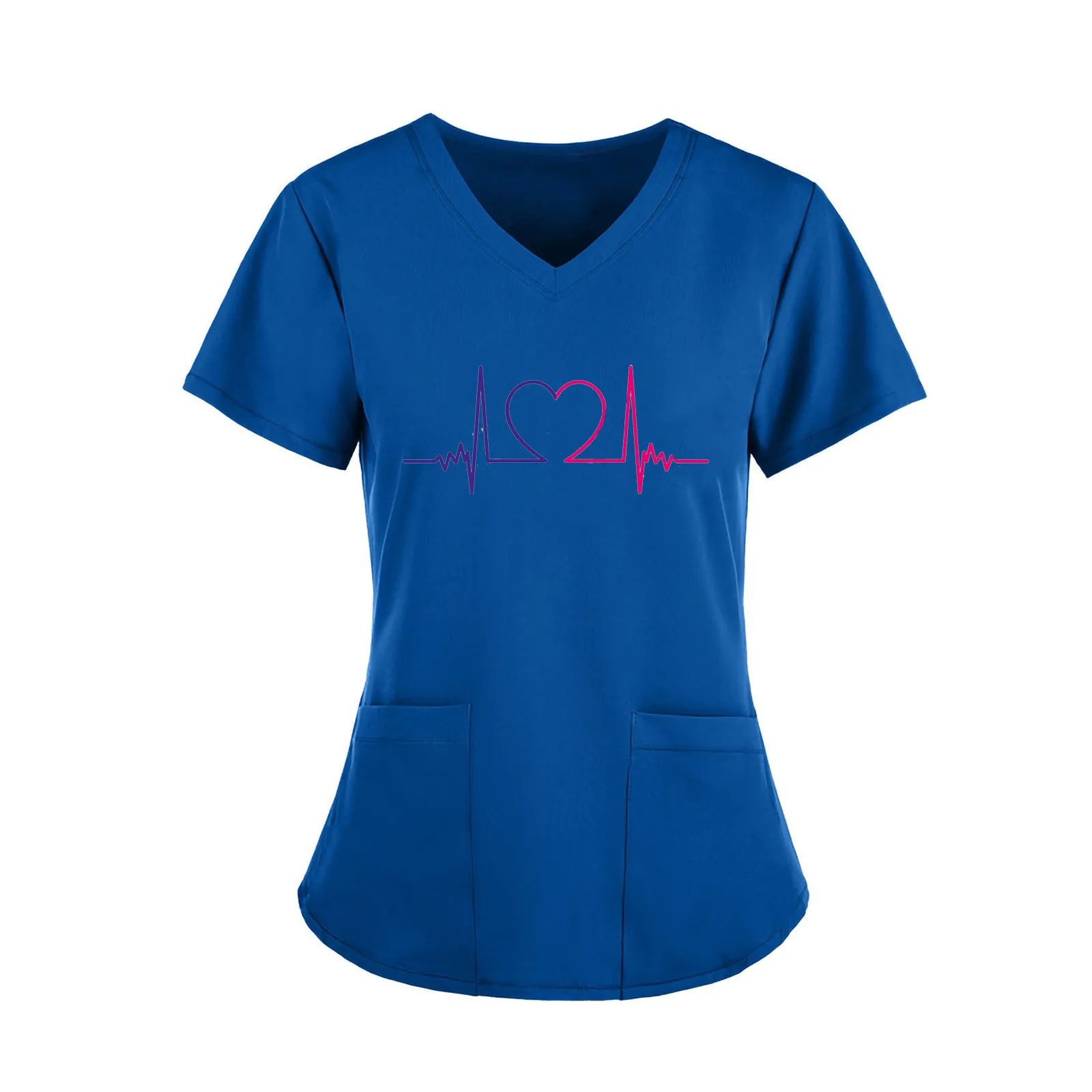 

Novelty ECG Graphic Tee For Health Care Workers Women Nurse Scrubs Tops Nursing Work Uniform With Pocket Gorro Enfermera A50