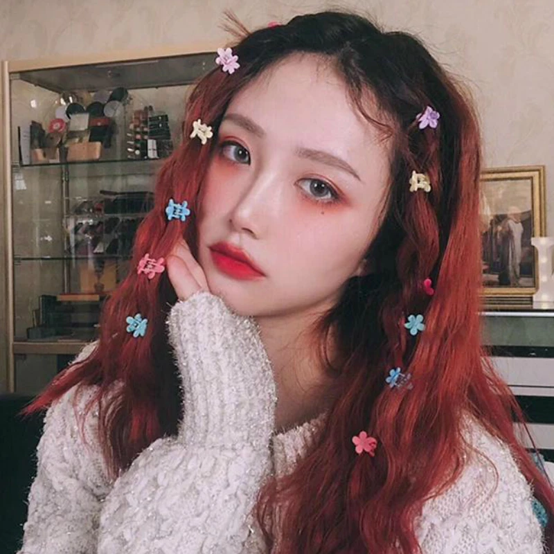 

50pc/bag Colorful Hair Claw Cute Candy Color Hair Clip Girl Kids Plastic Flower Mini Hairpins Children Hair Accessories Headwear