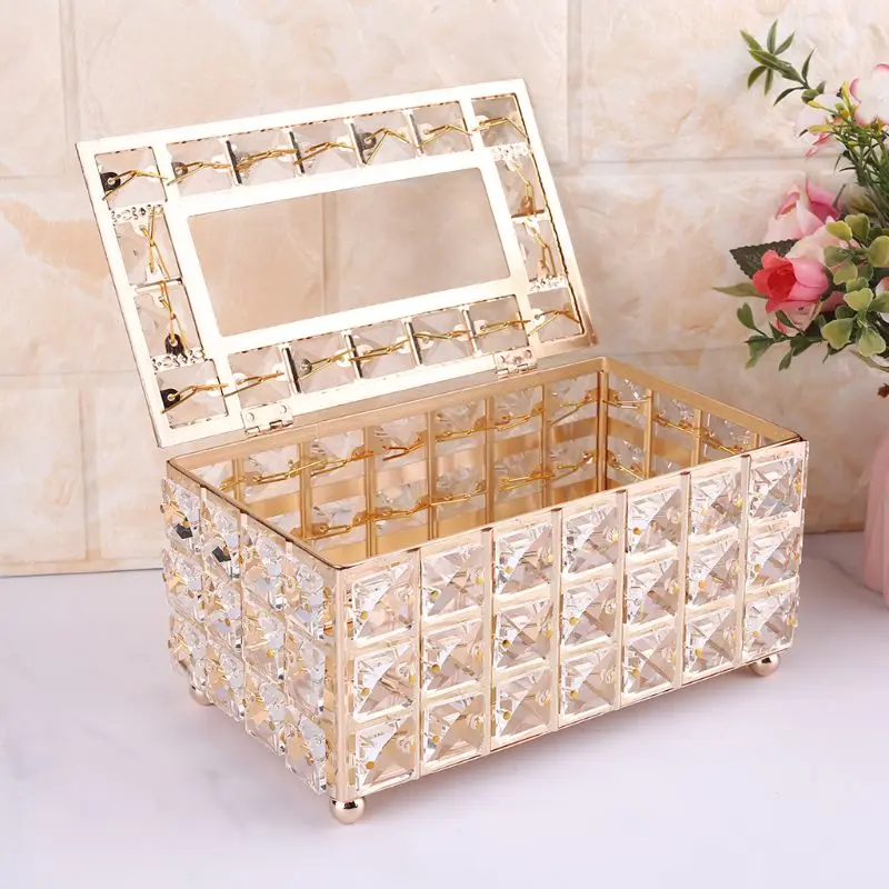 

Rectangular Crystal Tissue Box Cover, Decorative Paper Box, Crystal Napkin Holder, Facial Tissue Holder for Bathroom
