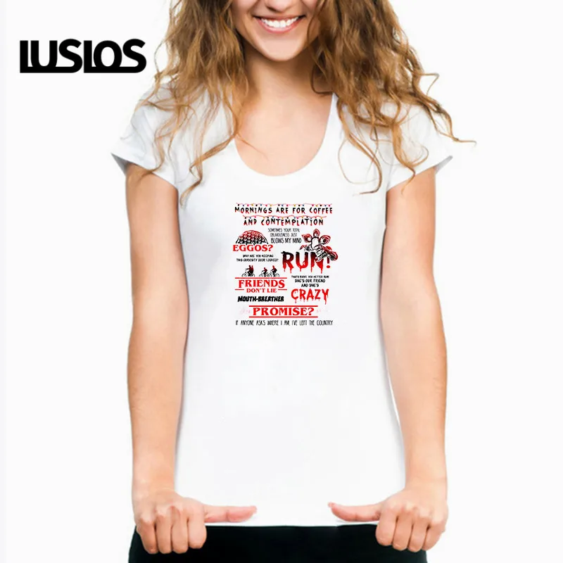Футболка LUSLOS Morning с надписью are for Coffee and Comtemptation женские летние футболки коротким