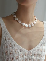 women jewelry brass with 18k gold real natural baroque pearl choker necklaces runway t show party gown gothic japan korean