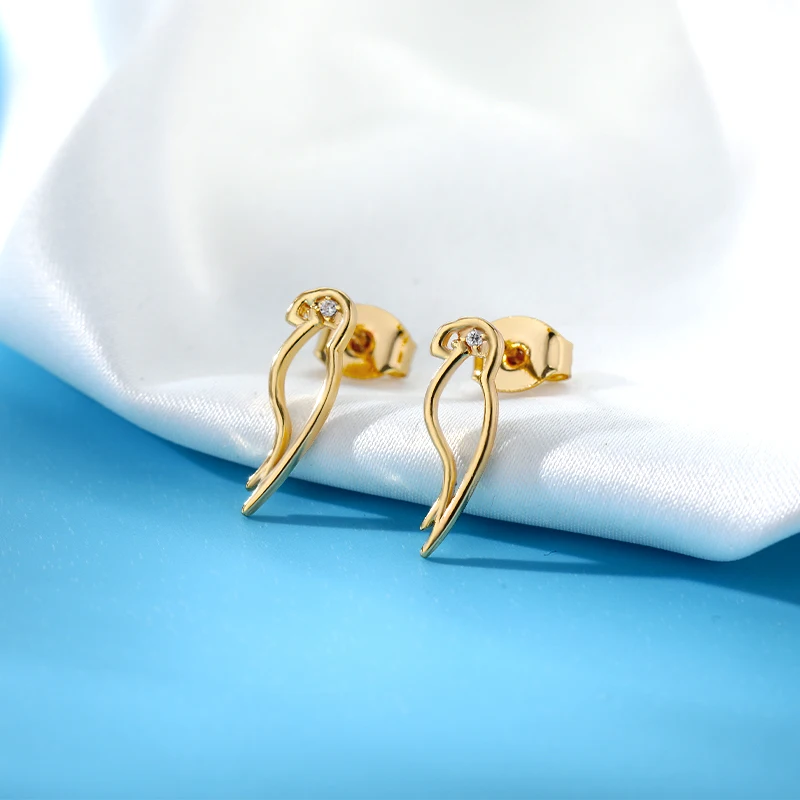

RXSMll Zircon Animal Bird Stud Earring For Women Fashion Gold Sliver Color Stainless Steel Hollow Cute Stud Earring Jewelry Gift