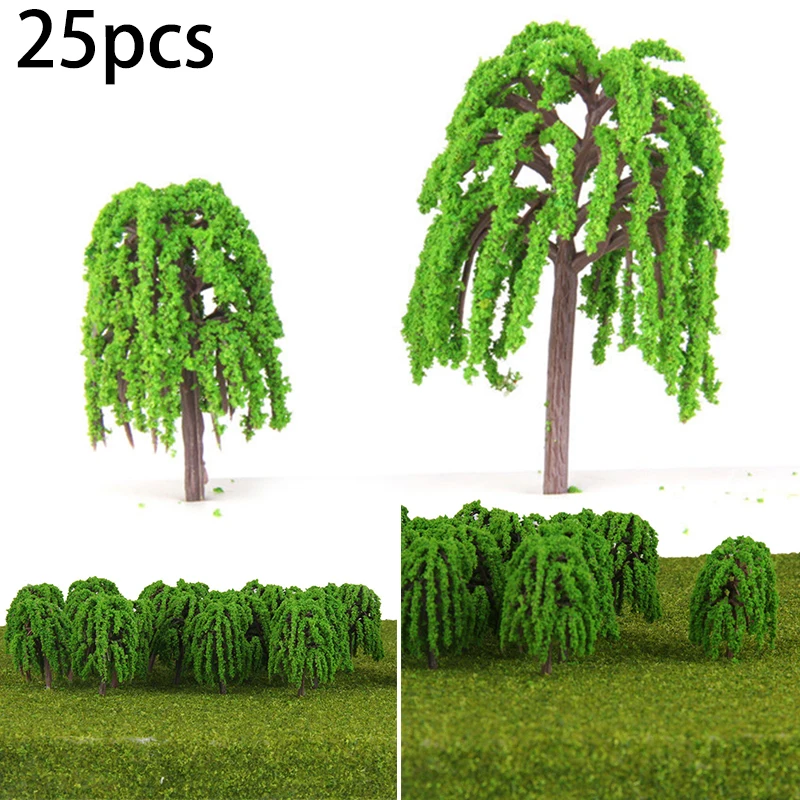 

Display Model Tree Decoration 25pcs Plastic Resin Green 3D Landscape Willow