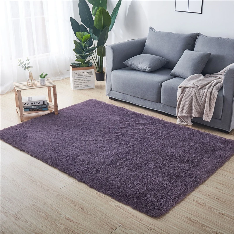 

Pure Color Silky Fluffy Carpet For Living Room Plush Rug Mat Sofa Home Decor Soft Velvet Mat Bedside Mat Balcony Carpet Children