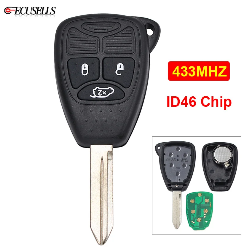 Высококачественный трехкнопочный фрикционный ключ 433 МГц с чипом ID46 для Chrysler 300C