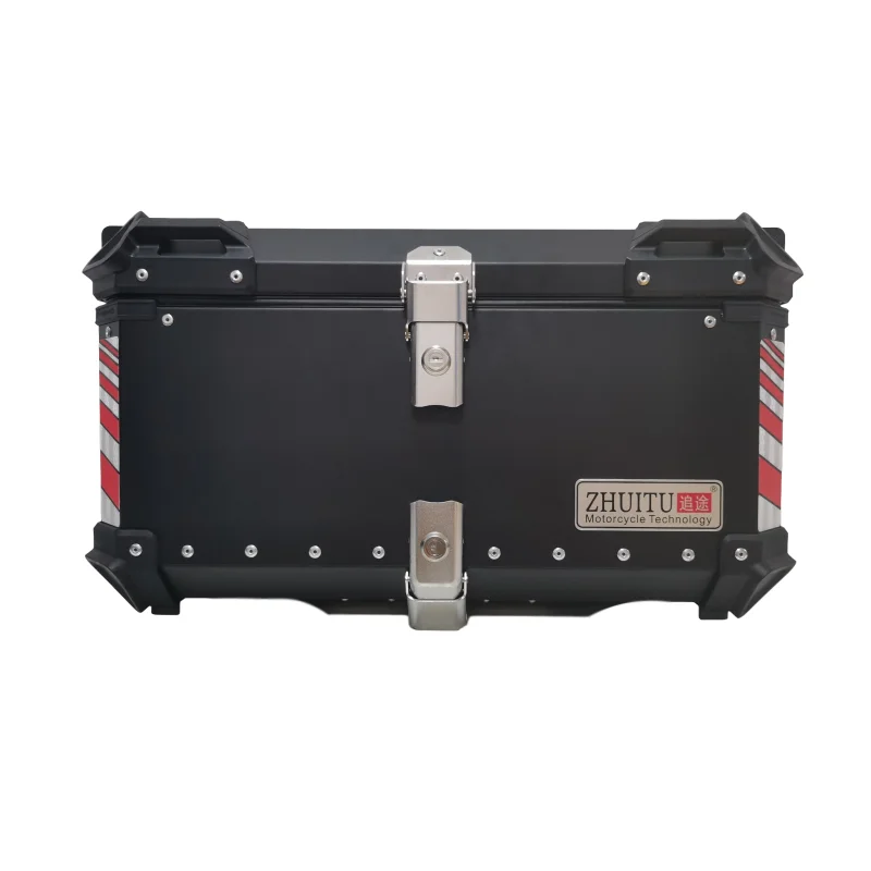 للبيع مصنع 65L سعة كبيرة في الهواء الطلق السفر دراجة نارية صندوق علوي الذيل صناديق التسليم مع سبائك الألومنيوم مقاوم للماء