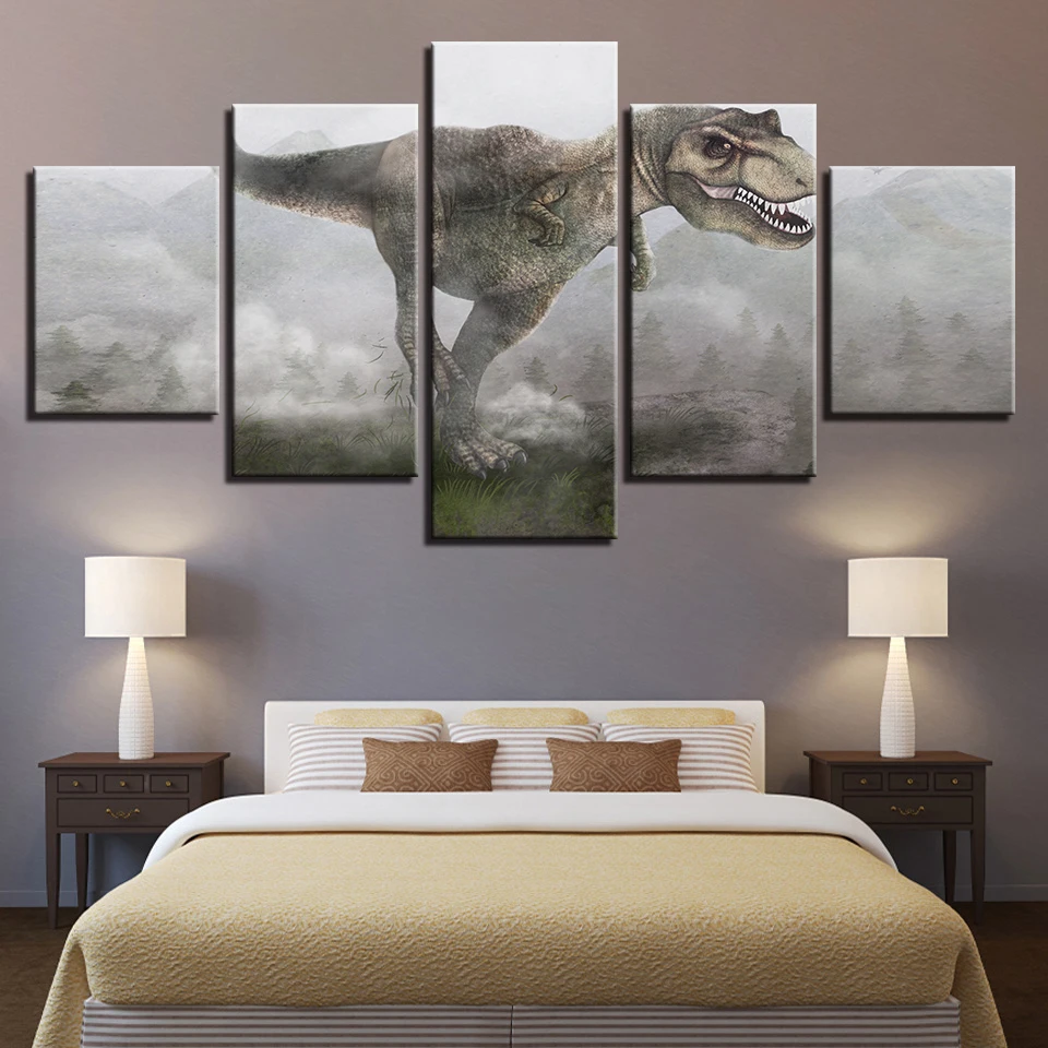 

Modular Pictures HD Prints 5 Pieces Canvas Animal Painting Dinosaur Home Decoration Restaurant Wall Art Frame Artwork Poster