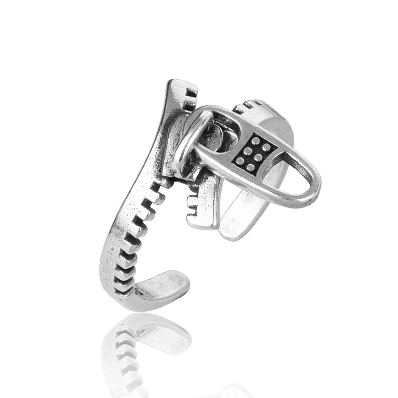 

2021 New Retro Zipper Open Rings Irregular Temperament Rings Punk Style Jewelry For Women Summer Gift