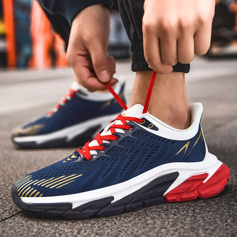 

Hot Sale Men Running Shoes Damping Men's Sneakers Breathable Mesh Male Sports Athletic Comfortable Jogging Trainers Big Size 45