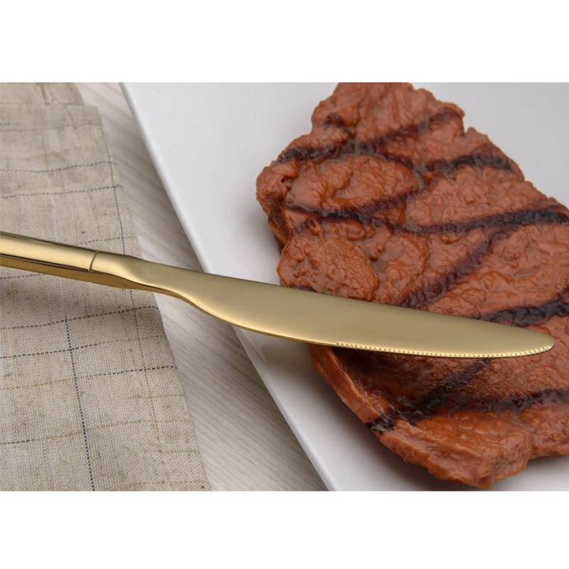 Титан Золотой Нержавеющая сталь столовый нож набор вилок и ложек Кухня столовые