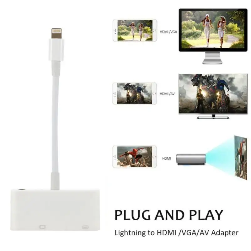 Переходник для Apple Lightning/VGA аудио и видеокабель 4K Iphone X 6 6s 7 Plus Ipad Ofiice принадлежности