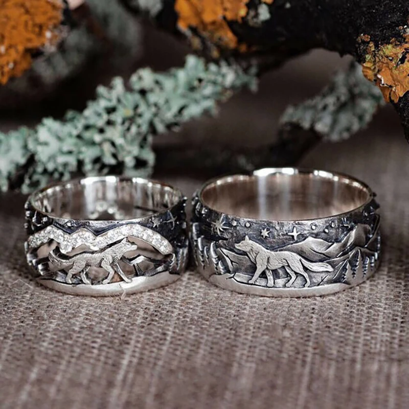 

Vintage Punk 925 Silver Rings Northern European Mythology Wolf Finriel Defense Totem Amulet Wolf Man Jewelry Hip Hop