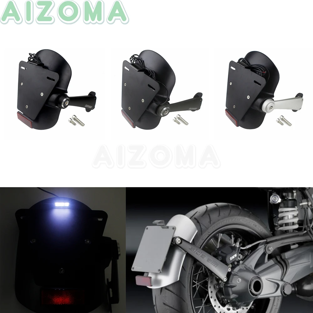 

1 Set Motorcycle Rear Wheel Fender Reflector Hugger Cover w/ License Plate Holder Lights for BMW R NineT R9T 2014-2018