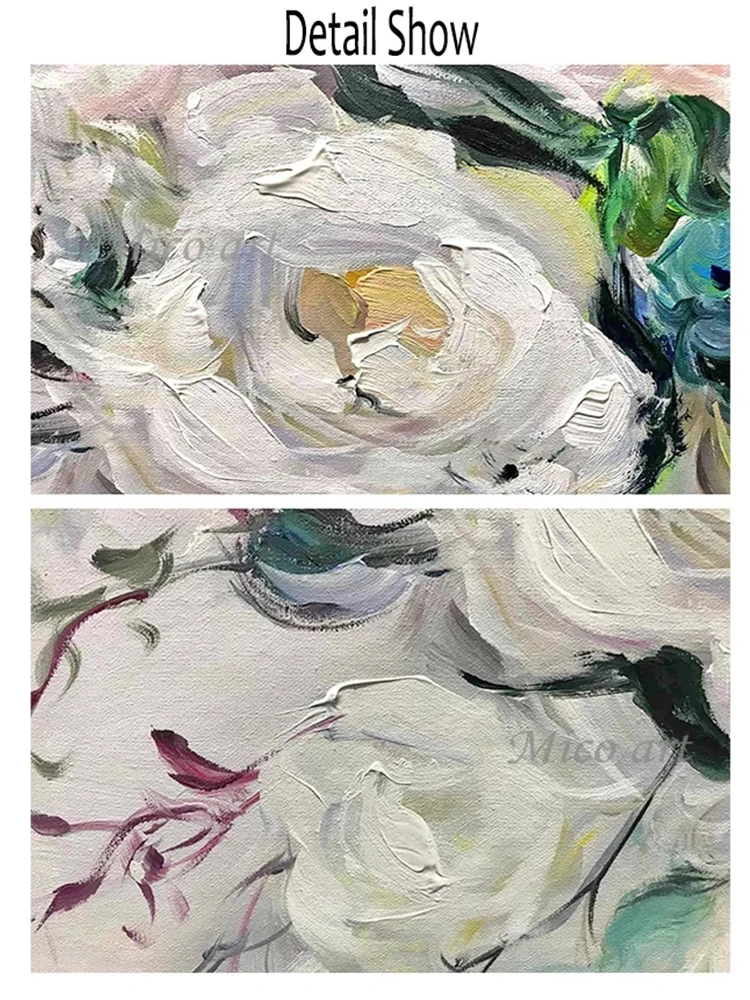 

Hand drawn abstract oil painting mural on canvas abstract fluid art flower