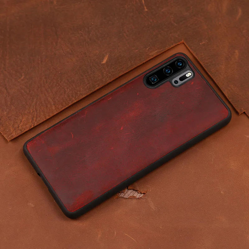 Wine red Чехол для телефона из воловьей кожи для huawei P20 P30 lite mate 10 20 Pro Y9 P smart чехол Crazy Horse для Honor 8X9 10 20 lite чехол - Цвет: Wine red