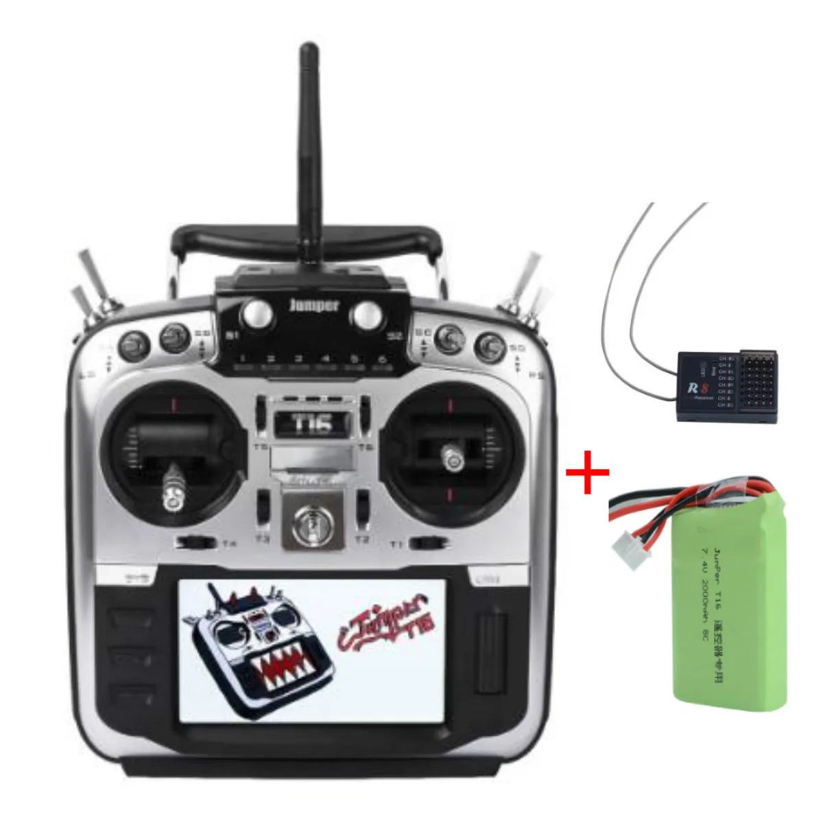 Mode2 R8 Battery Jumper T16 pro T16 Plus Hall Gimbal с открытым исходным кодом мультипротокол радиопередатчик JP4-in-1 радиочастотный модуль 2,4G 16CH пульт дистанционного управления - Цвет: Mode2 R8 Battery