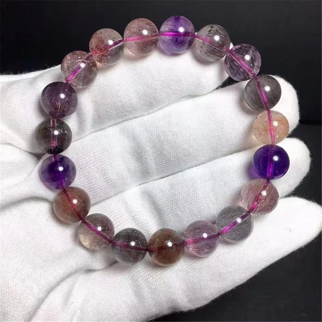 

Натуральный кварцевый браслет Super Seven Melody, 10 мм, ювелирные изделия для женщин и мужчин, богатство, удача, исцеление, подарок, бусины стандарта ...