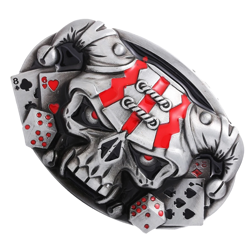 Панк ремень пряжка античное серебро 3D череп головы Готический Мотоцикл