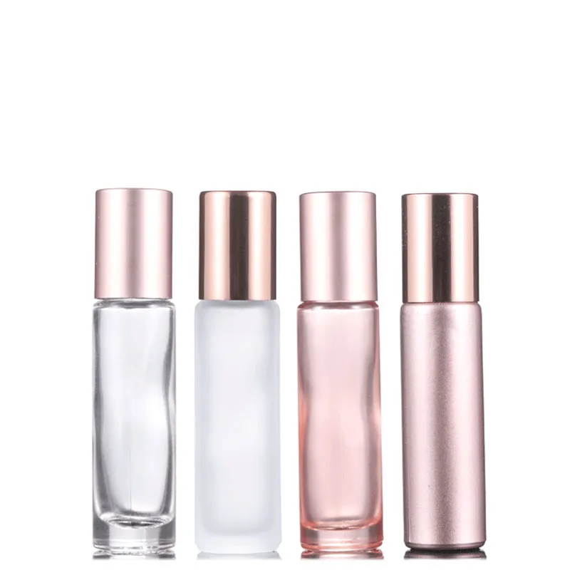 Set of 4 Essential/Basic Oil Bottles 10ml Roll on Glass Roller Ball Massager  Essence Perfume Refillable Empty Container