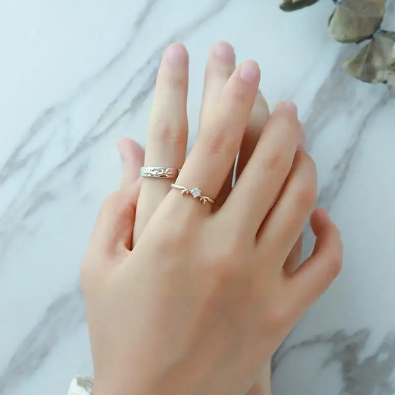 Милые кольца E2K9 с оленями для мужчин и женщин парные простые изображением рогов