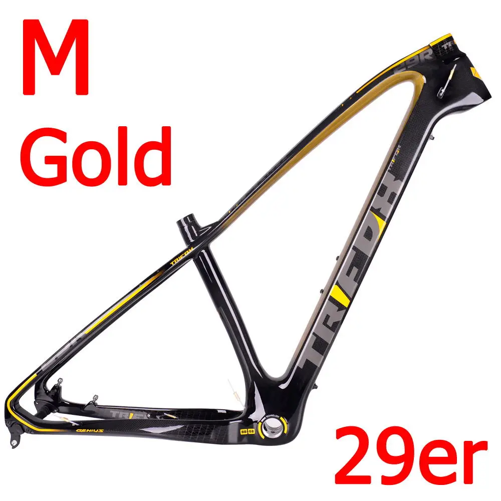 M -Gold TRIFOX горный углерода велосипед рама 15,5/17/19 дюймов MTB углеродная рама 29er горный велосипед рама+ сиденье зажим+ гарнитура 2 года гарантии - Цвет: M -Gold