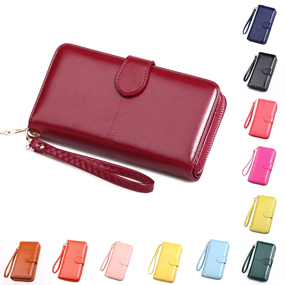 

Oil Wax Women's Money Bag Hasp Money Clips Purse Wallets Clips Purses Zipper Clip Buckle Wallets Female