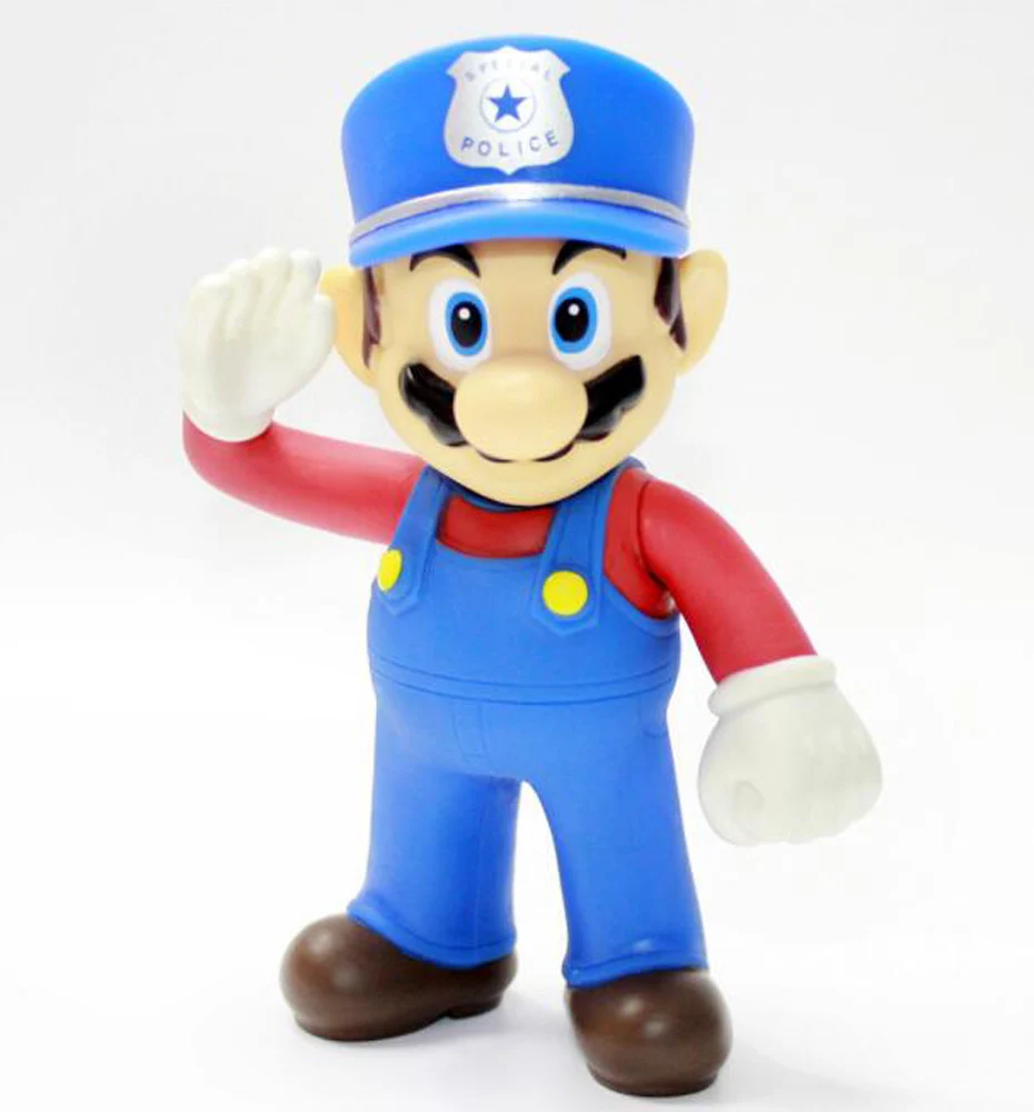 Police Mario 10 шт./партия, милая 15 видов стилей фигурка Супер Марио, братья Одиссея, каппи Марио, Луиджи, валуиджи, Варио, 12,5 см, ПВХ модель, розничная - Цвет: Police Mario