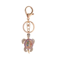 new creative cute small rhinestone turtle keychain marine series for car women bag accessories key chain animal metal pendant