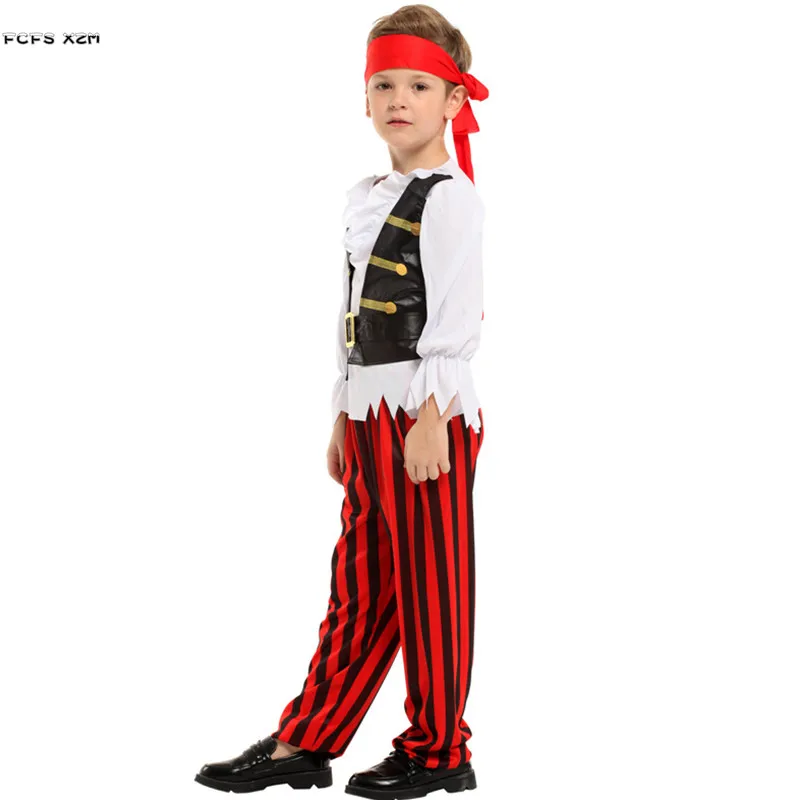 

Boys Halloween Pirate Costume for Kids Children Robber Cosplay Carnival Purim parade Stage Show Masquerade Role play party dress