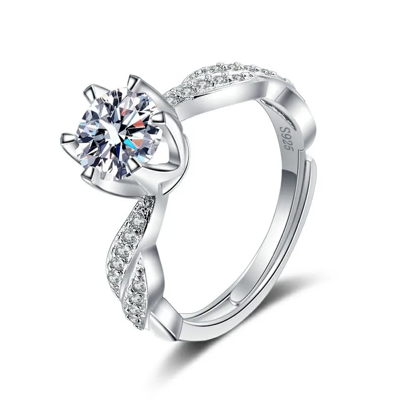 

Роскошные классические ювелирные изделия из стерлингового серебра 2022 пробы с шестью когтями из циркония для женщин, подарок на свадьбу, веч...