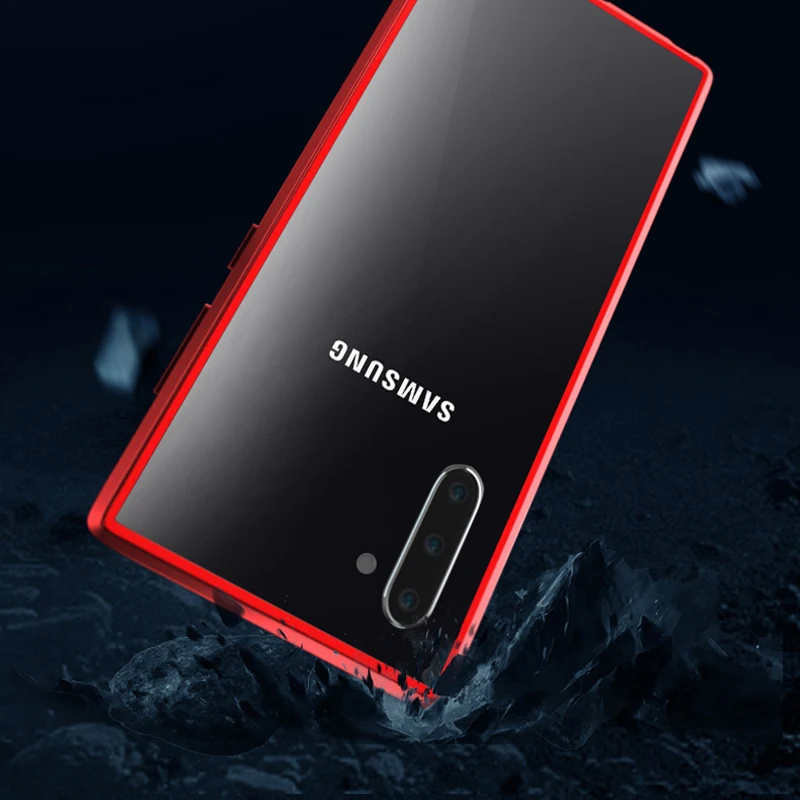 Двухсторонняя, для стекла металлический магнитный чехол для samsung Galaxy Note 10 плюс 360 полная защита Прозрачная крышка для samsung Note10 чехол