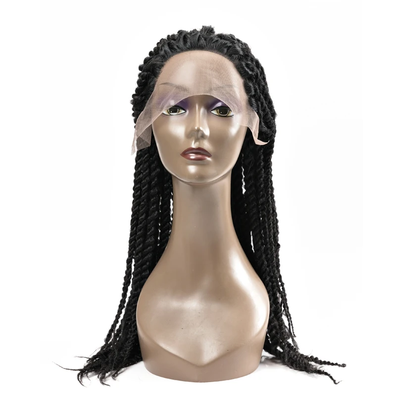 Senegales Twist Braids Synthetic Lace Front Wig Box Braids Wigs For Black Women Long Black High Temperature Fiber Hair