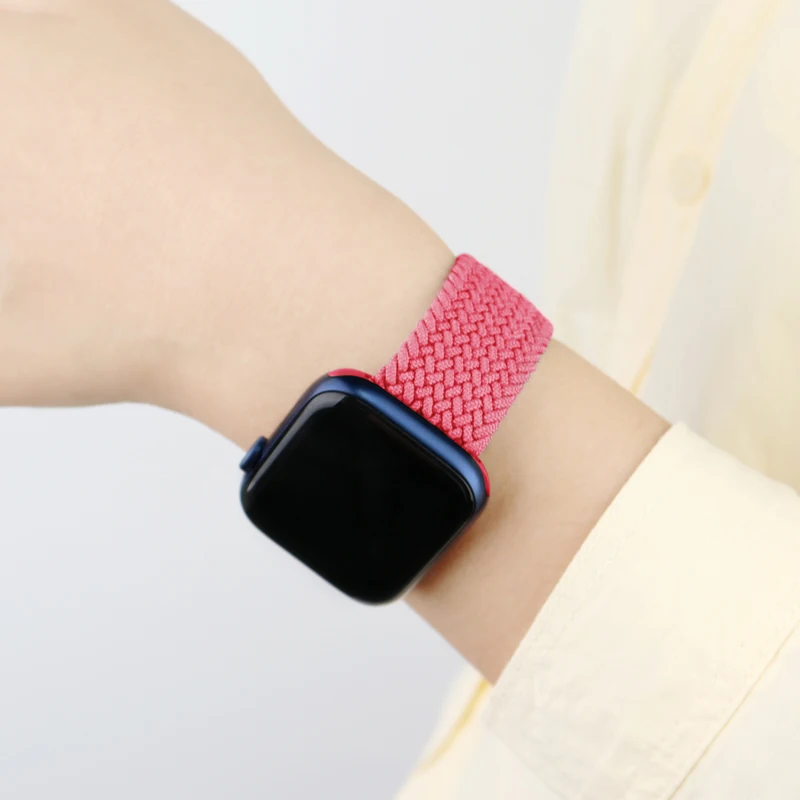 Nylon Braided Loop Strap For Apple Watch 6 Se 5 Band 44mm 40mm 38mm 42mm Smartwatch Elastic Belt Bracelet on iWatch Series 54321