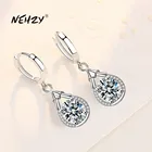 Женские серьги-капли из серебра 925 пробы, с голубым и розовым кристаллом