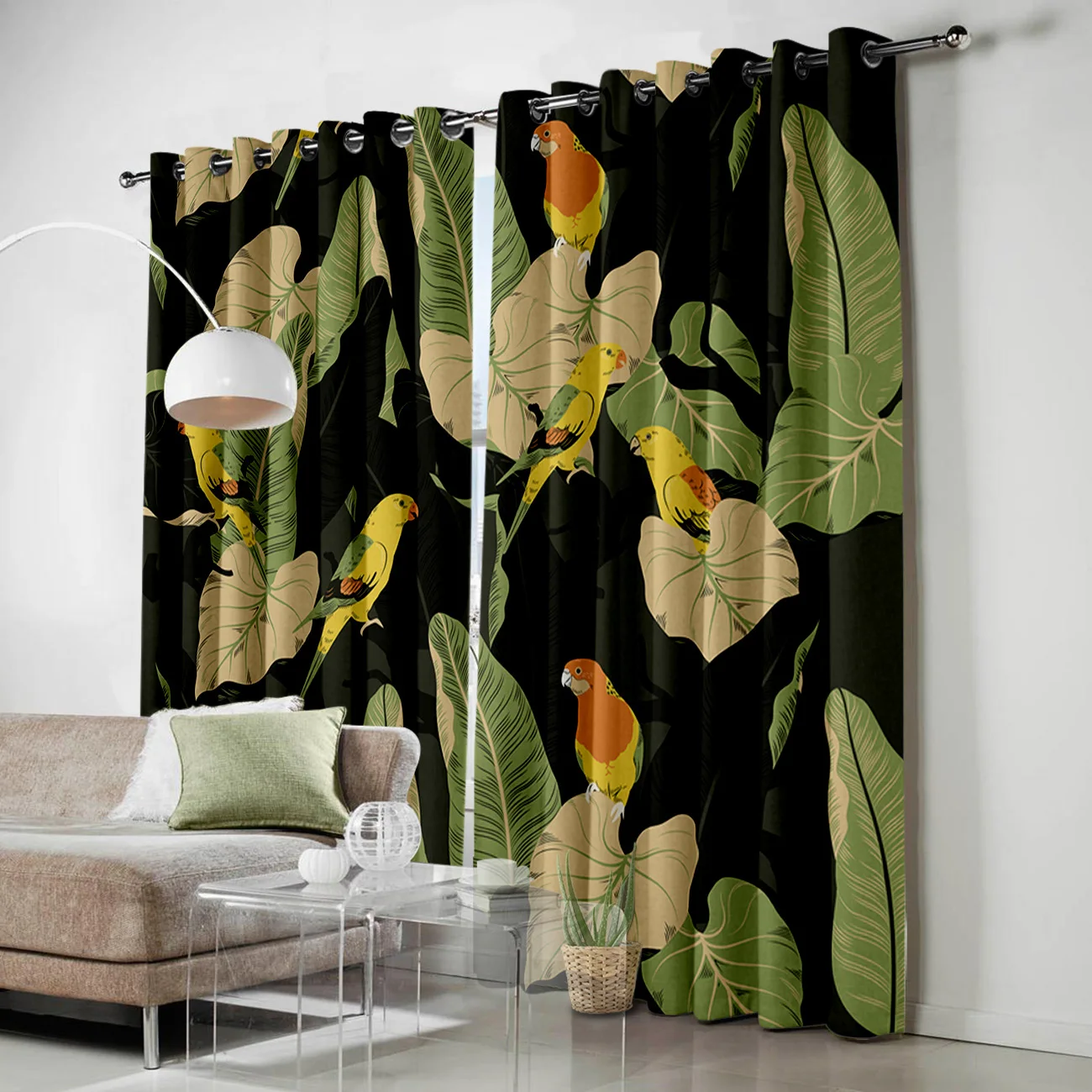 Тропические растения искусственное окно занавески для гостиной кухонного