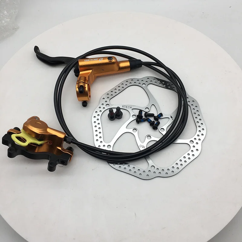 Gold rear w rotor Зум HB-875 тормоз Велосипедное Сиденье гидравлический диск тормозной зажим горный велосипед тормоз лучше, чем M395 M447 правый передний левый задний - Цвет: Gold rear w rotor