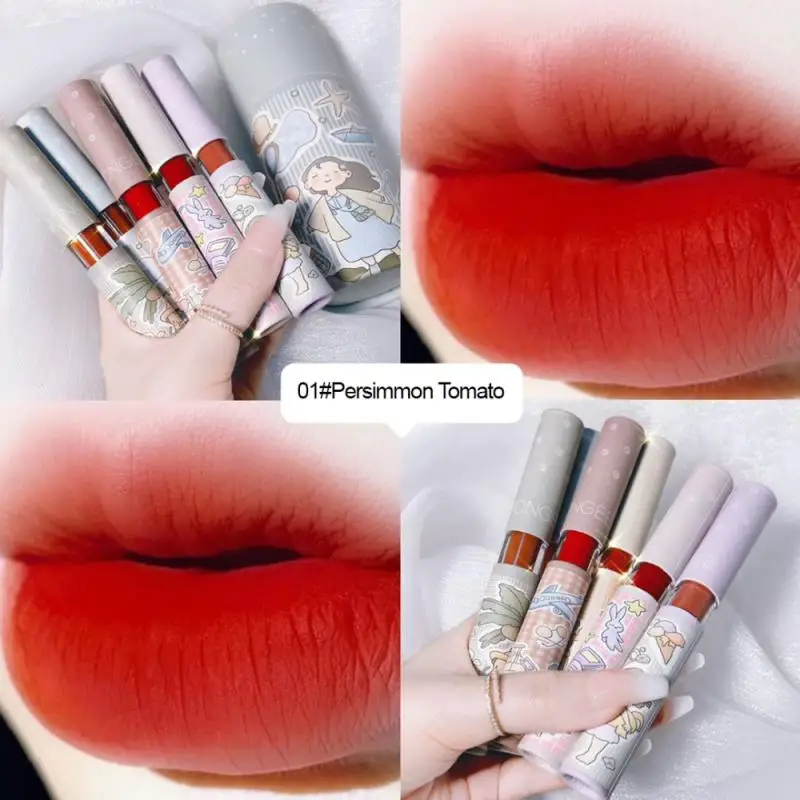 

5Pcs/Set Matte Velvet Lip Gloss Lip Tint Cosmetic Liquid Lipstick Waterproof Long Lasting Sexy Girl Red Lip Glaze Makeup TSLM2