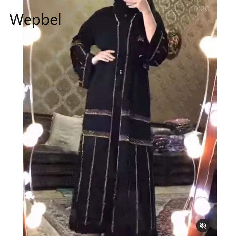 

Женское длинное платье в стиле пэчворк Wepbel Abaya, длинное платье с рукавами «летучая мышь» в африканском стиле, платье-кардиган, мусульманская...