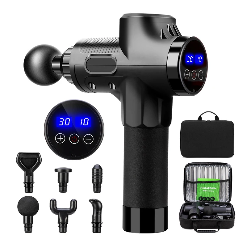 

Массажный пистолет для тела и ног, высокочастотный Электрический пистолет для расслабления мышц и расслабления с ЖК-дисплеем и портативной...