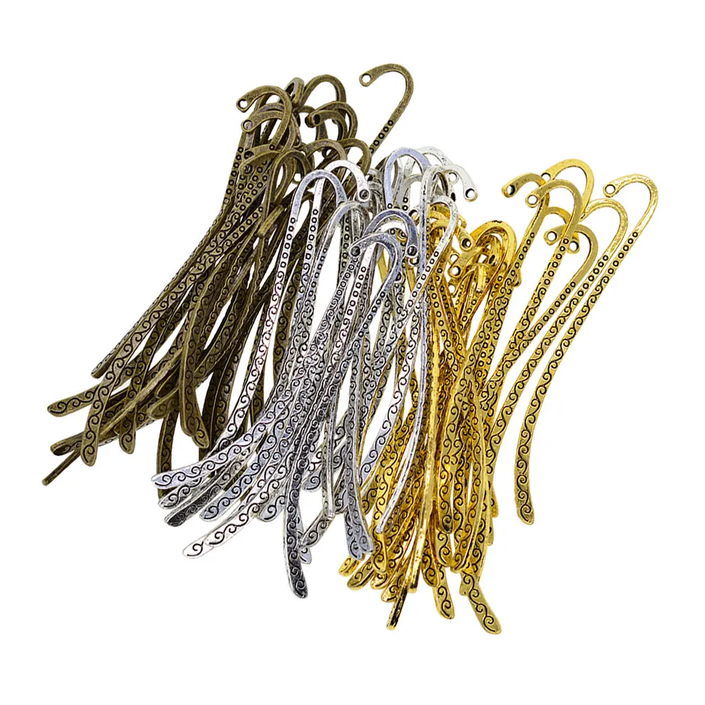

60Pcs Mixed Metal Bookmark With Hook Beading Jewelry Book Mark Decor Pendants