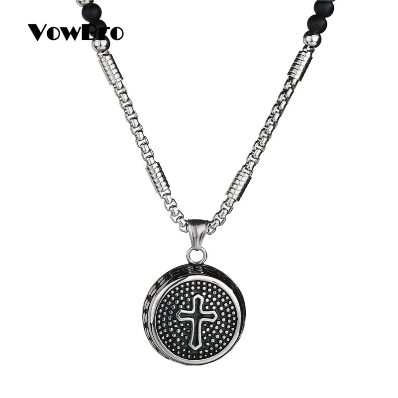 VowBro четки бусины длинная цепь ожерелья для мужчин и женщин двойной католический