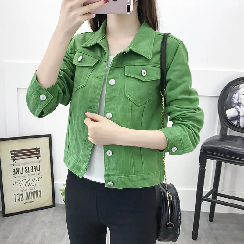 Модная Джинсовая куртка женская весна 2XL XL весна осень ручная щетка длинный рукав стрейч короткая джинсовая куртка Белый Розовый Пальто