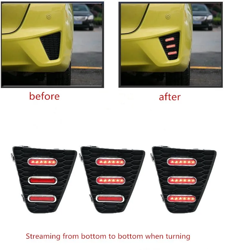 

Eosuns Led Warning Light + Brake Light + Turn Signal Rear Bumper Light Reflector for Honda Fit 2014-2016