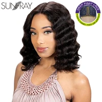 sun ray short loose wave lace part human human hair pre plucked for women natural brizillian human hair wig blond black color